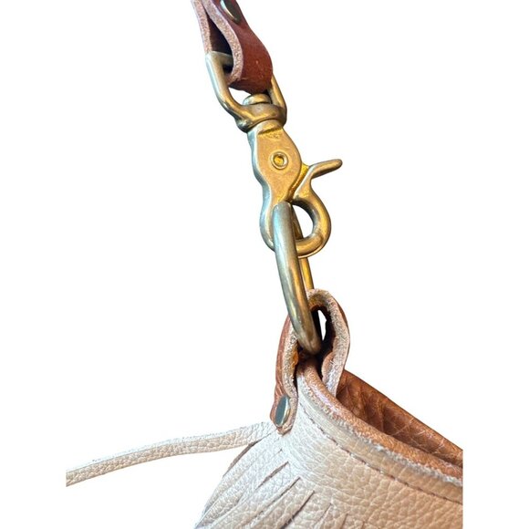 Handmade Jill K Brown Leather Fringe Crossbody Bag Brass Hardware Festival - Picture 3 of 6